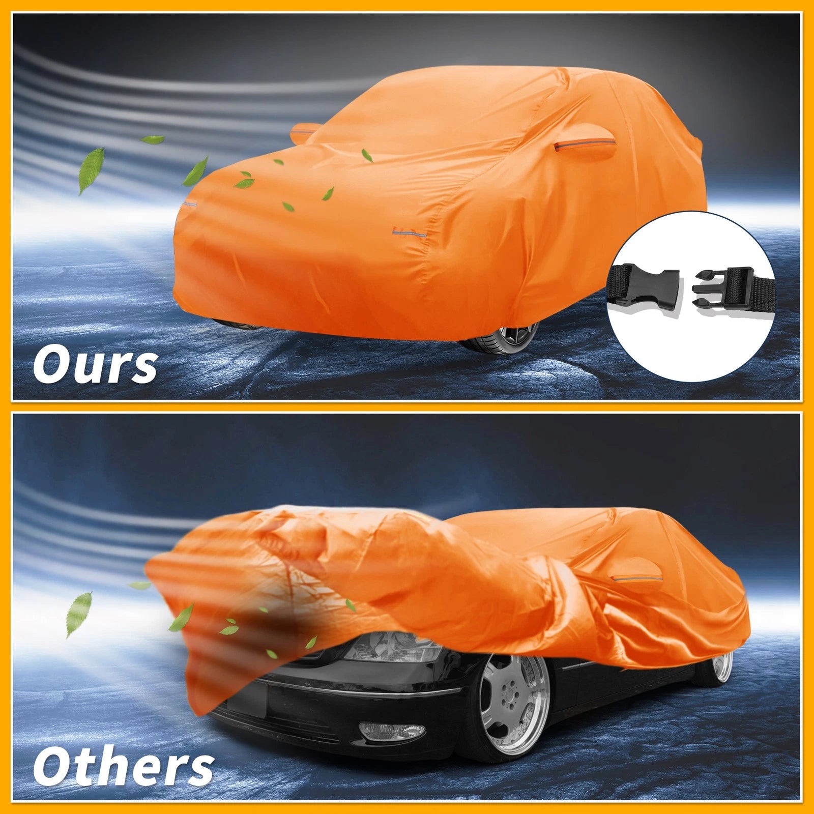 Waterproof Car Cover for Lexus LS (210D-PU, All Weather, Orange)