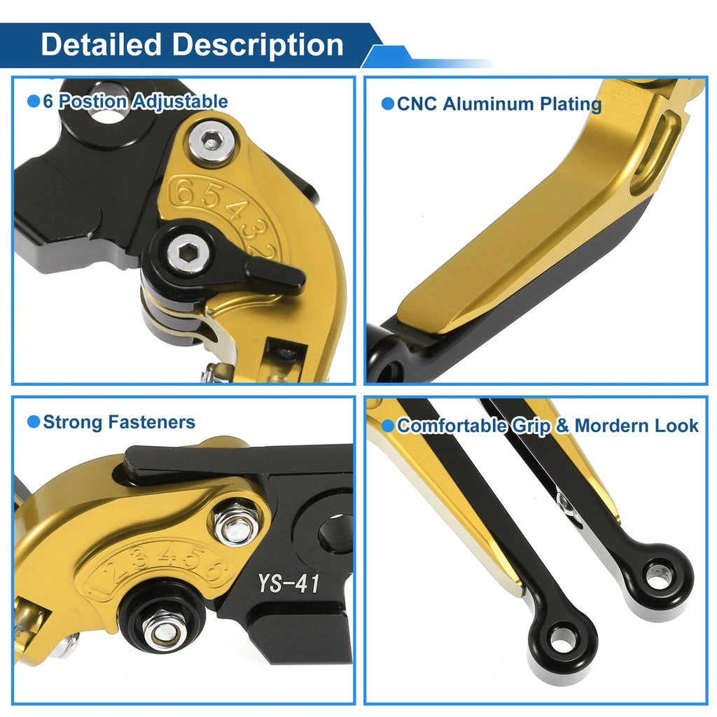 Adjustable Brake Clutch Levers for Suzuki GSXR150 (2017–2020) Gold Tone