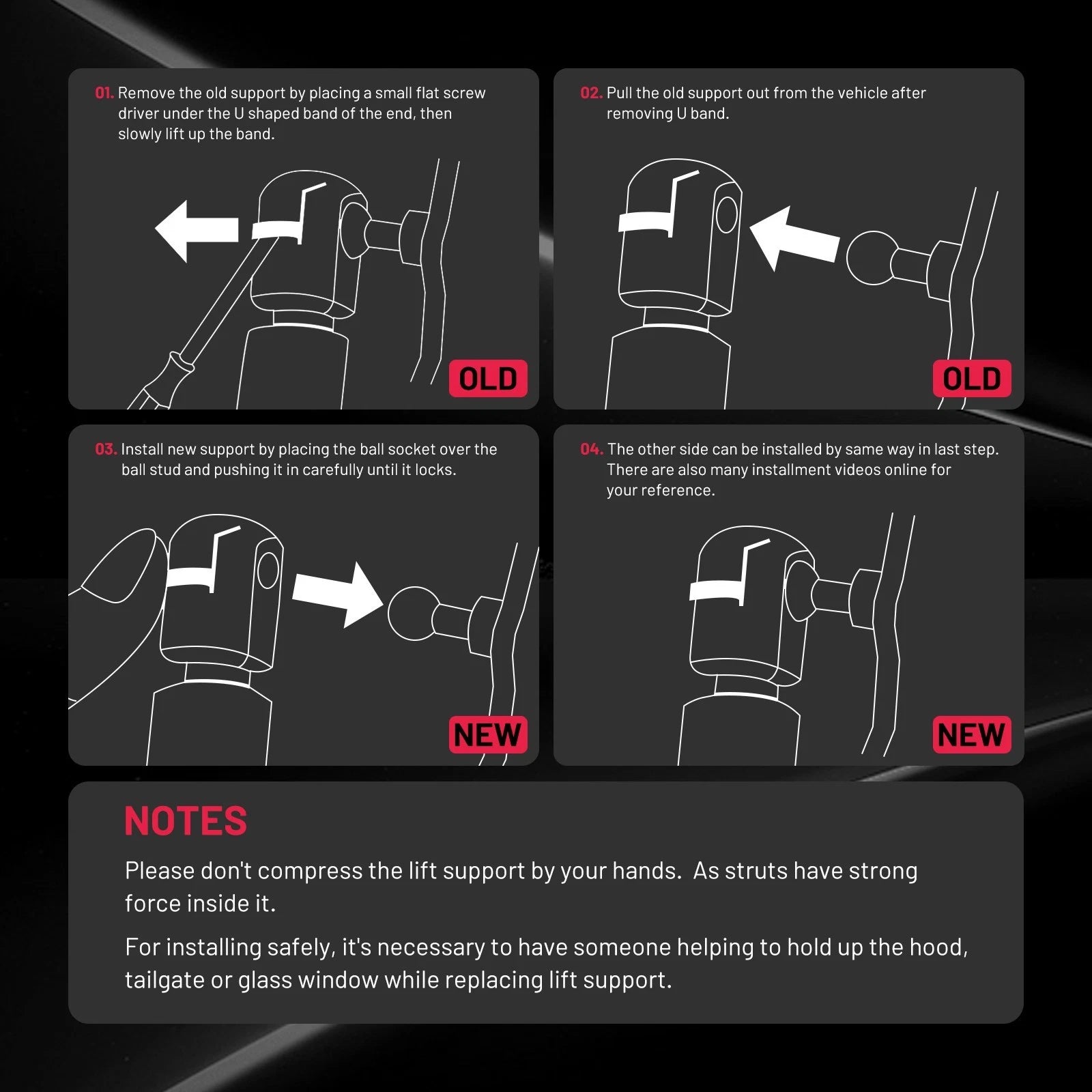 Rear Hatch Lift Supports Gas Struts for Toyota Sienna (2011–2020)