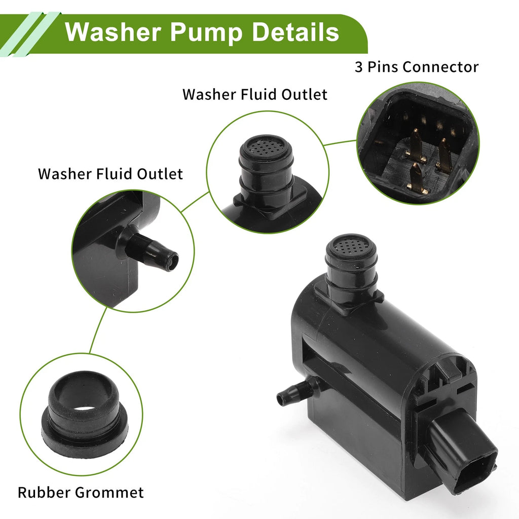 Windshield Washer Pump w/Grommet for Hyundai (No. 985103E000)
