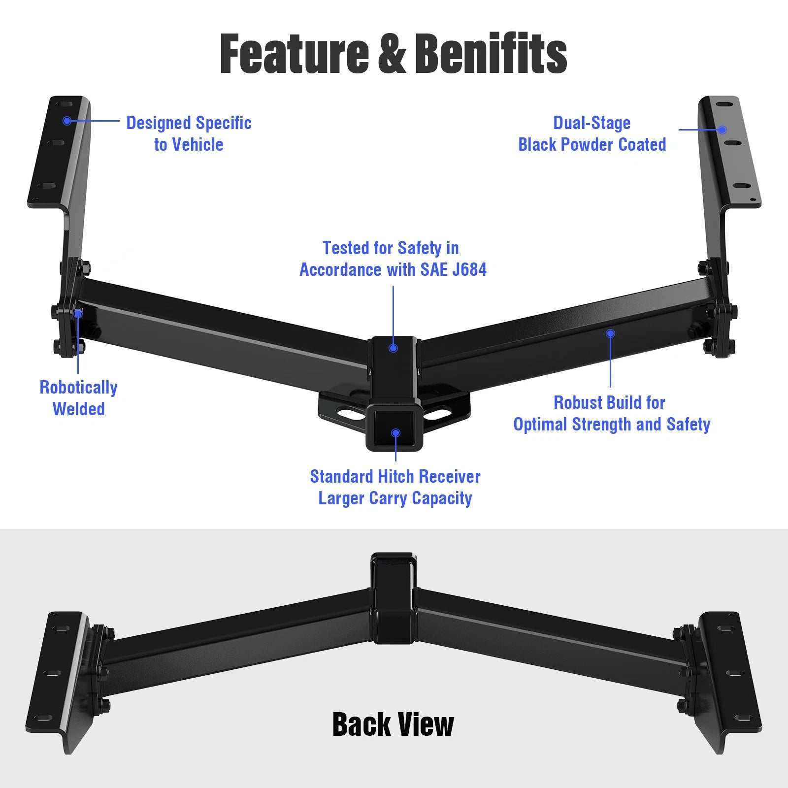 2 Inch Trailer Towing Hitch for Jeep Liberty (2008-2012)