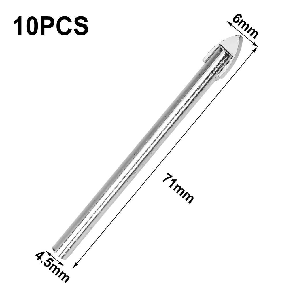 Carbide Drill Bits Set of 10 for Glass and Ceramic (6mm)