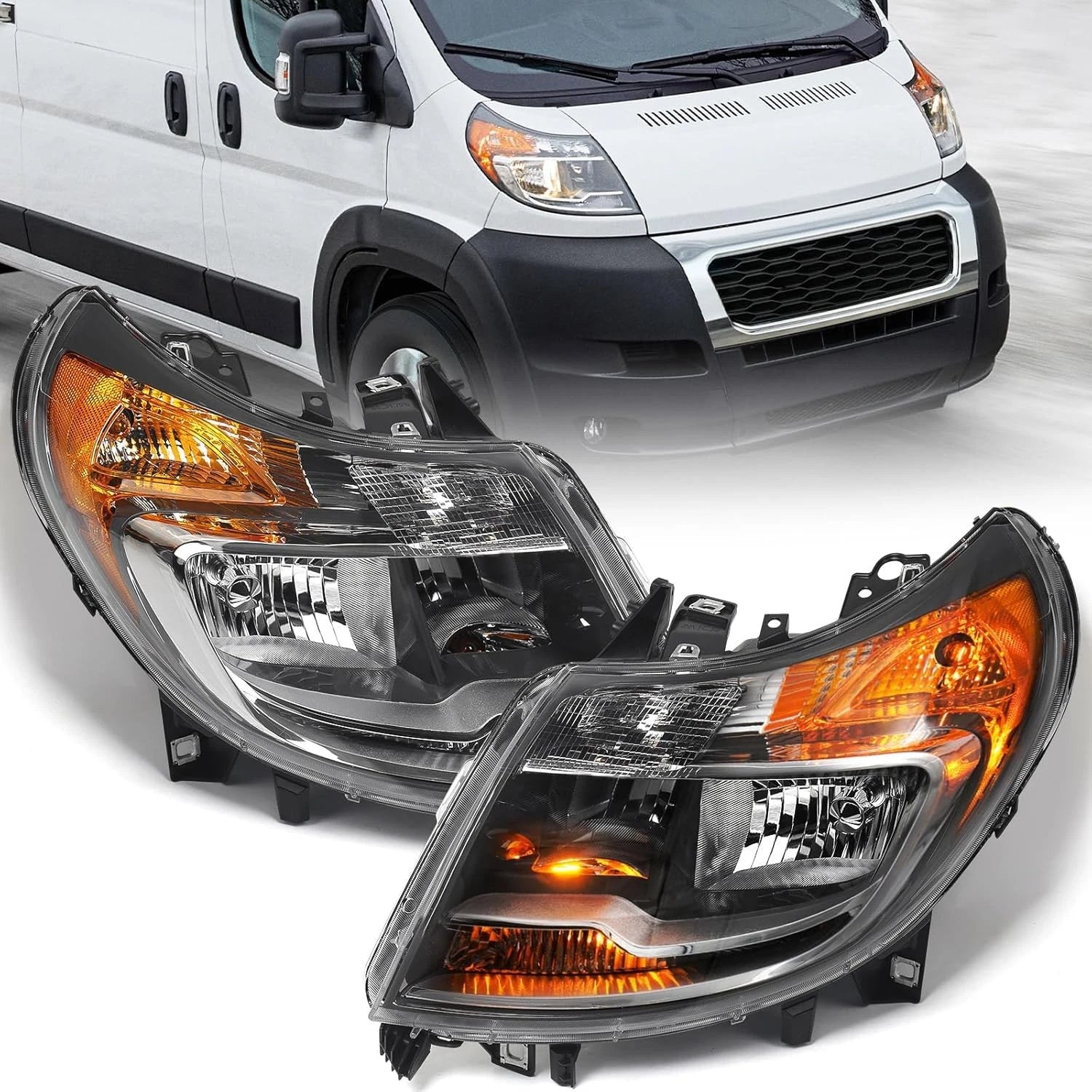 Pair Headlight w/DRL for RAM ProMaster 1500 2500 3500 (2014–2022)