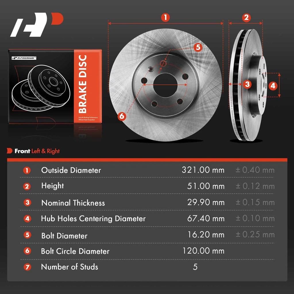 Front Disc Brake Rotors for Chevy Equinox Malibu Impala (2010–2017)