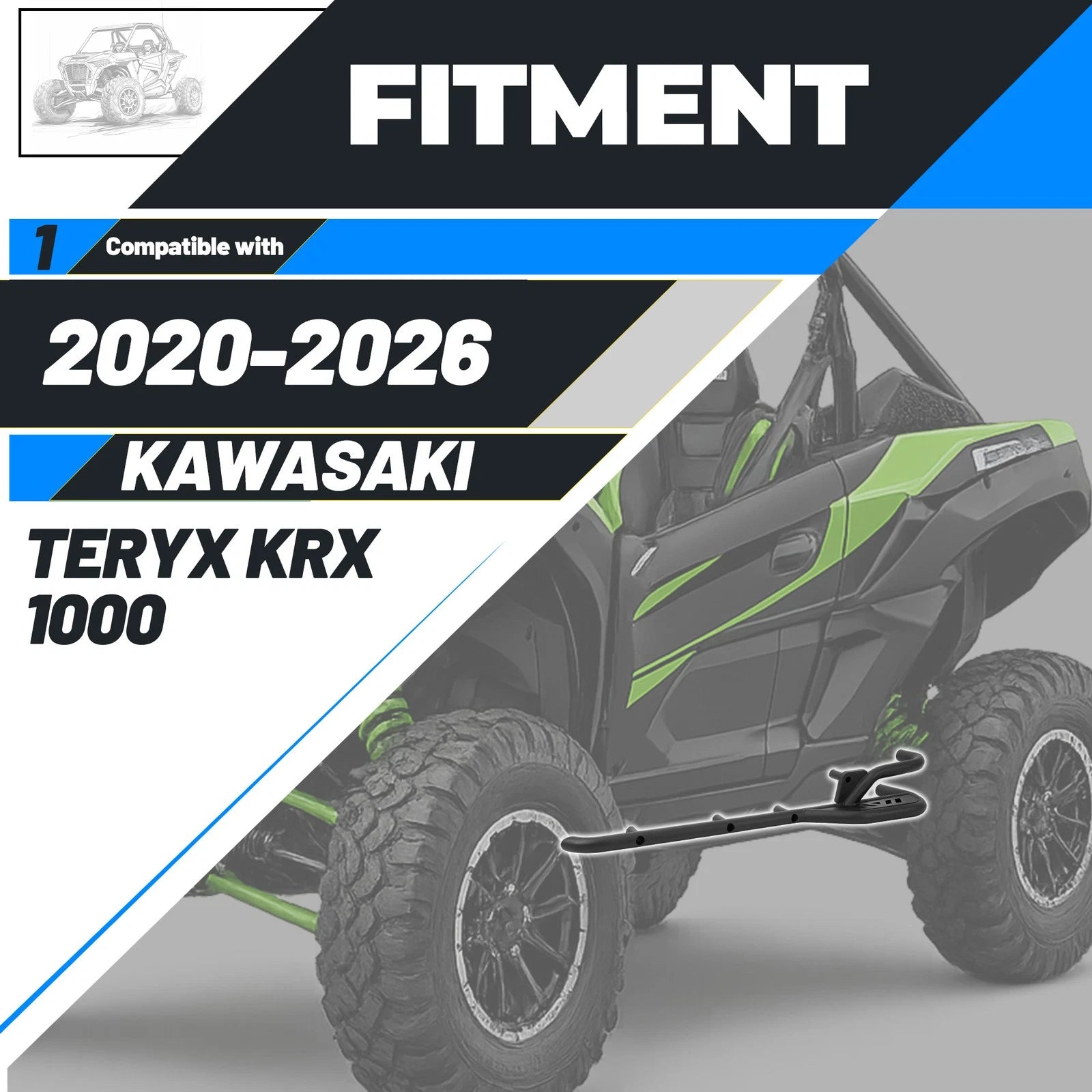 Set of 2 Tubular Nerf Bars for Kawasaki Teryx KRX 1000 (2020–2026)