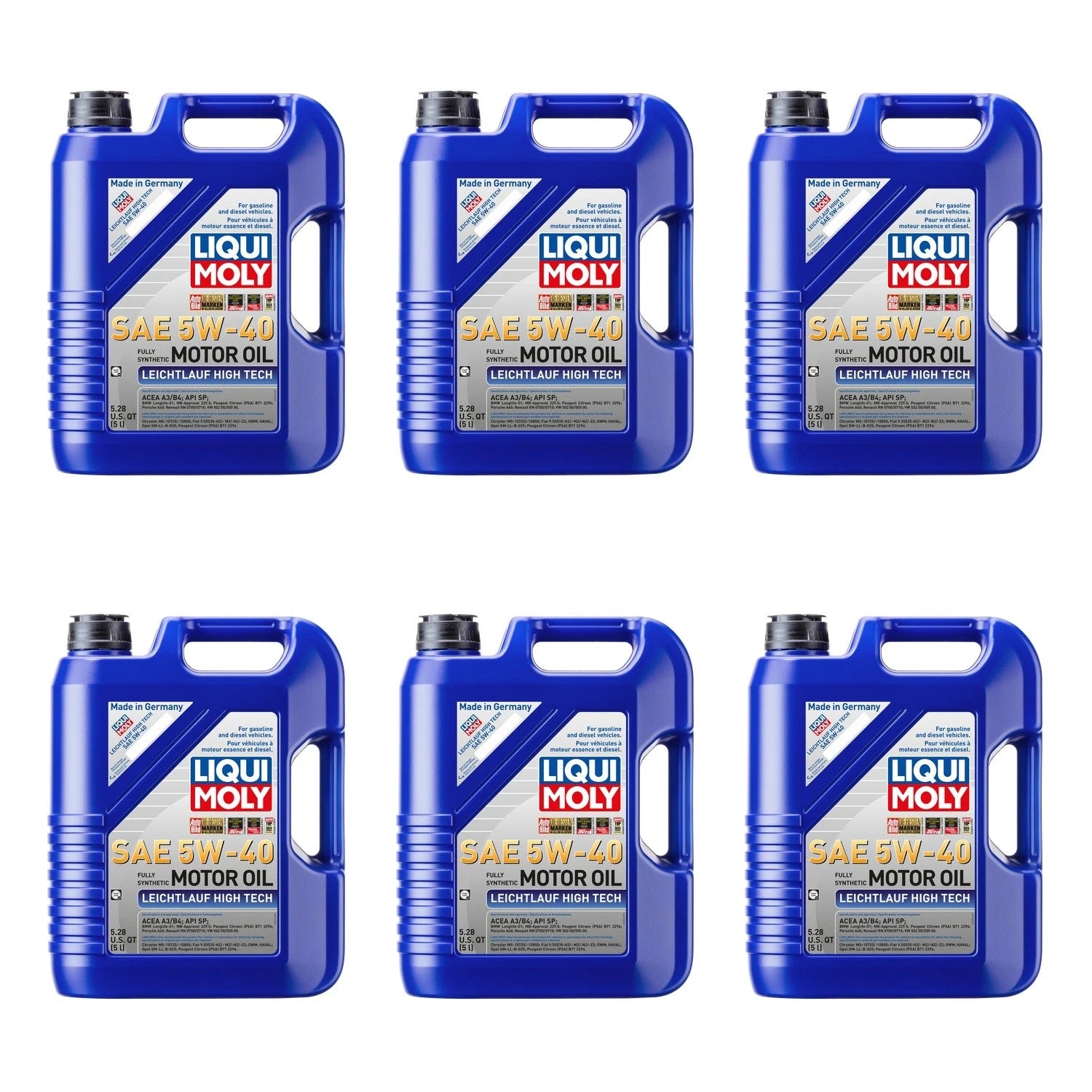 Set of 6 Liqui Moly Leichtlauf High Tech 5W-40 Engine Motor Oil (30L)
