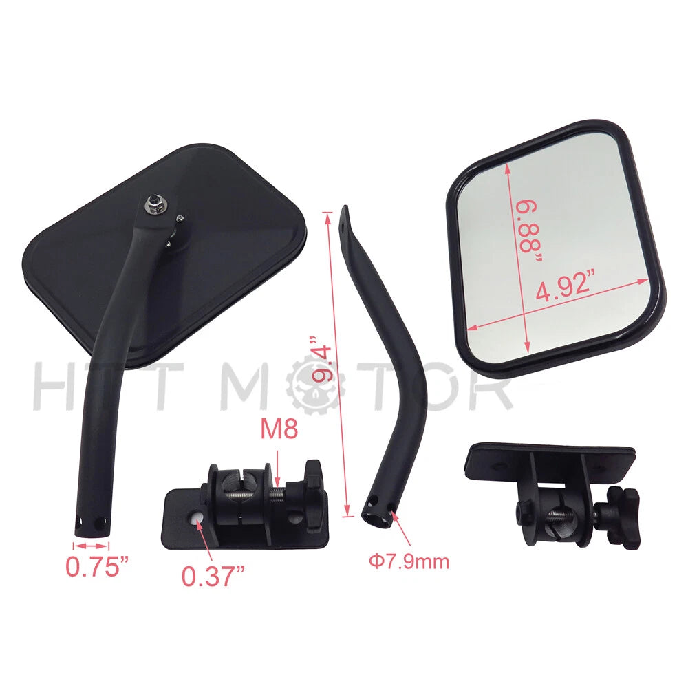 Pair Quick Release Rectangular View Mirrors for Jeep Wrangler TJ JK (1997–2017)
