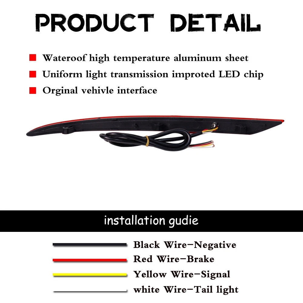 Red LED Rear Bumper Reflector Lights for Ford Fusion (2019–2022)