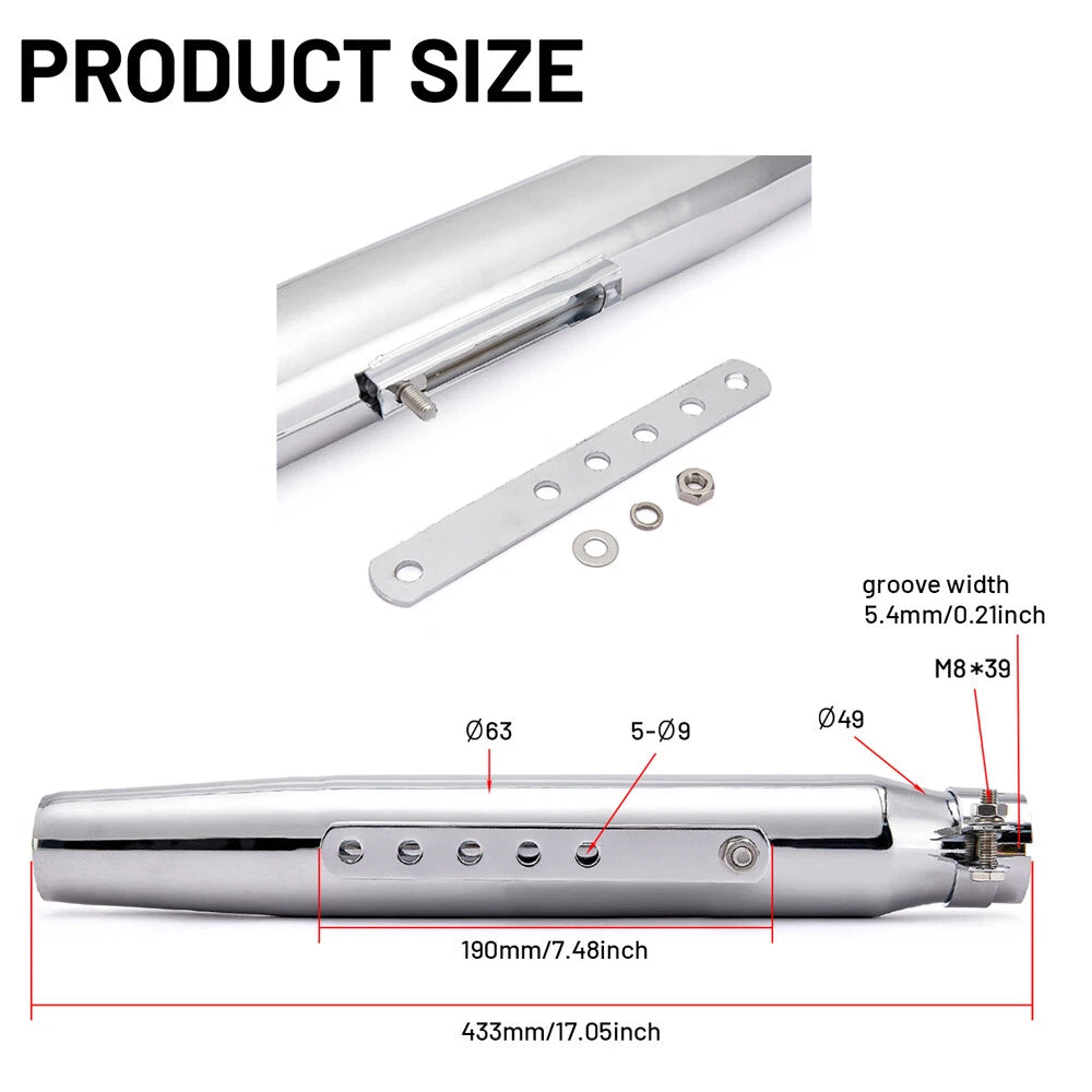 Exhaust Pipes Muffler Slip Silencer for Harley Cafe Racer (Universal)