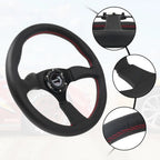 14" Black Leather Steering Wheel with Hub Adapter for Ford Mustang (1984–2004)