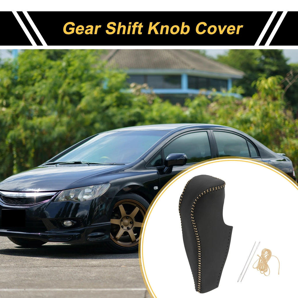 1 Pc Gear Shift Knob Cover for Honda Civic (2006–2011) Black Beige Faux Leather