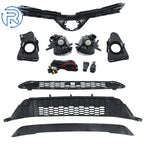 Front Grille Kit with Fog Lights for Toyota RAV4 (2016-2018) Black/Silver