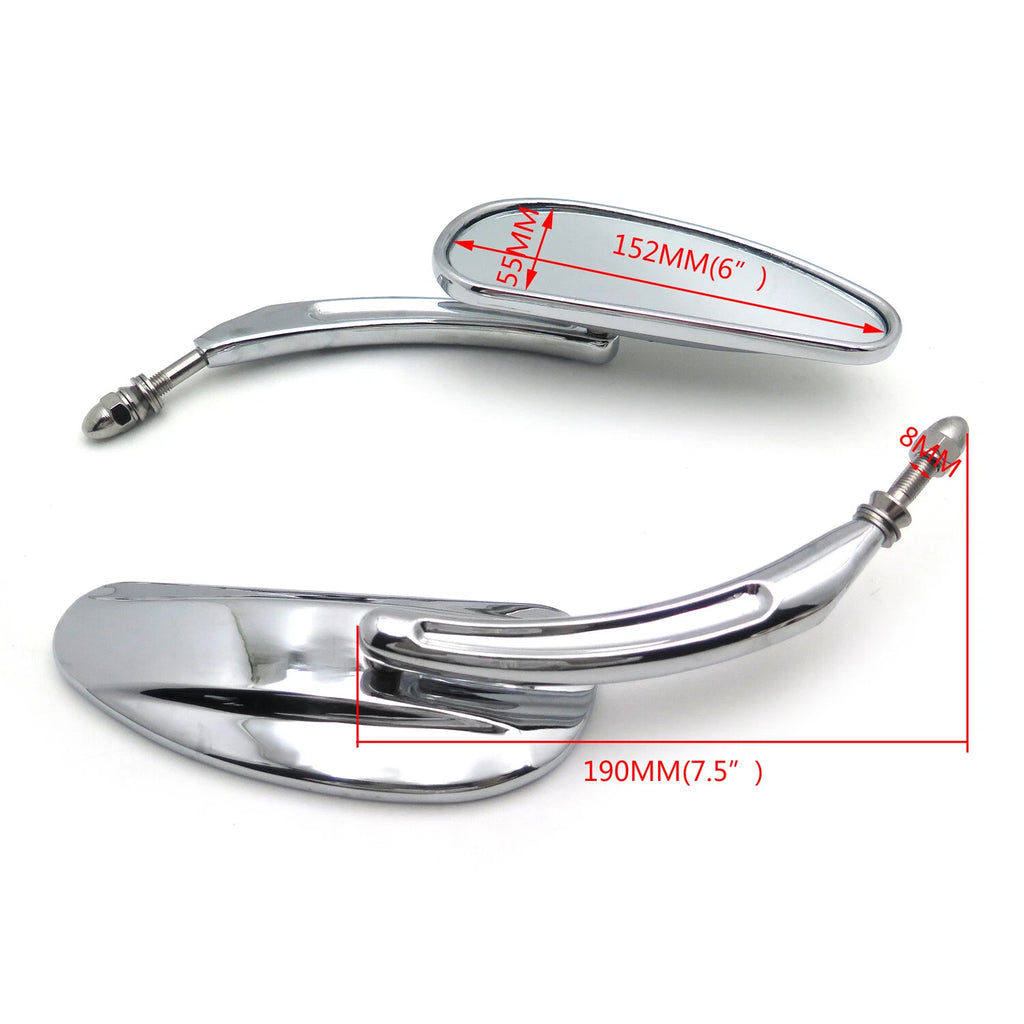 Chrome Black Teardrop Racing Mirrors for Harley Street Glide (2014–2023)