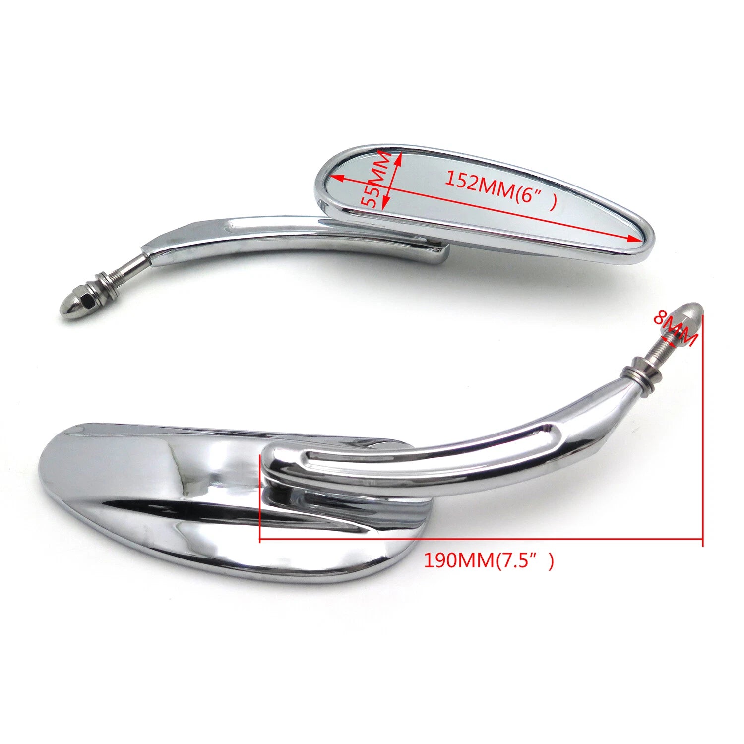 Chrome Black Teardrop Racing Mirrors for Harley Street Glide (2014–2023)