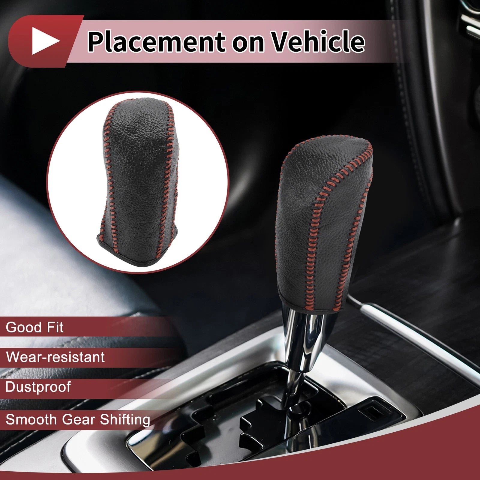 Gear Shift Knob Cover for Ford Fiesta (2009–2012) Brown Faux Leather