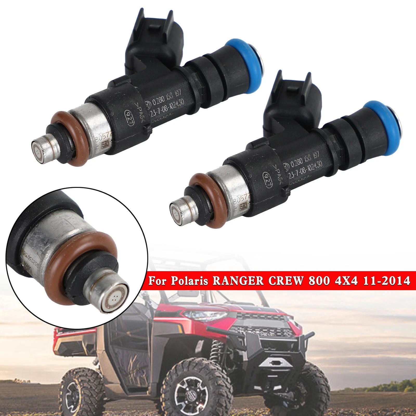 2X Fuel Injectors for Polaris Ranger XP 800 (2006–2014) 1204318 0280158197 GX1111IJ117XG
