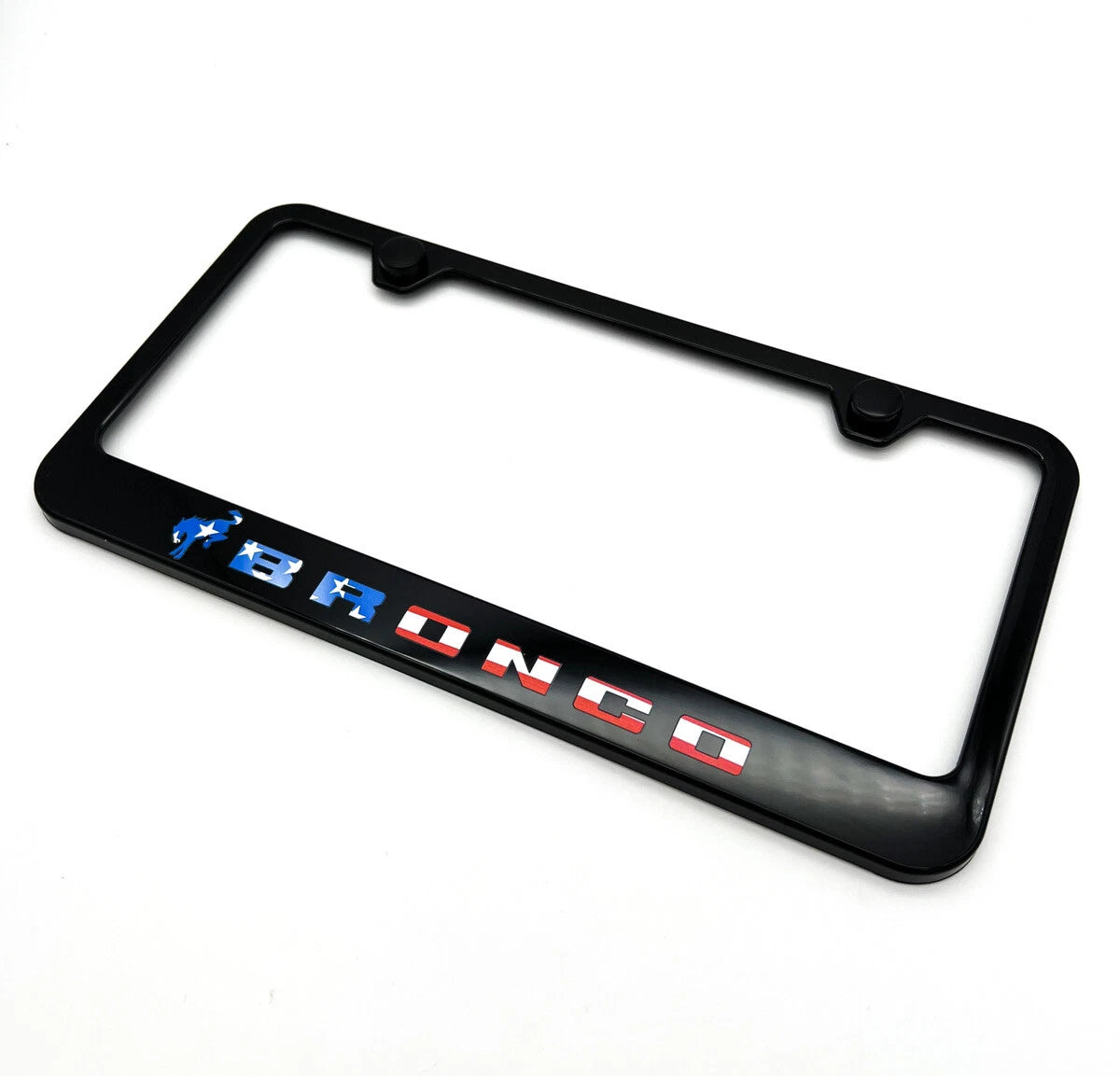License Plate Frame Black Plastic with American Flag for Ford Bronco (2021–2025)