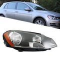 Right Halogen Headlight for Volkswagen Golf (2015–2017) Black Clear Lens