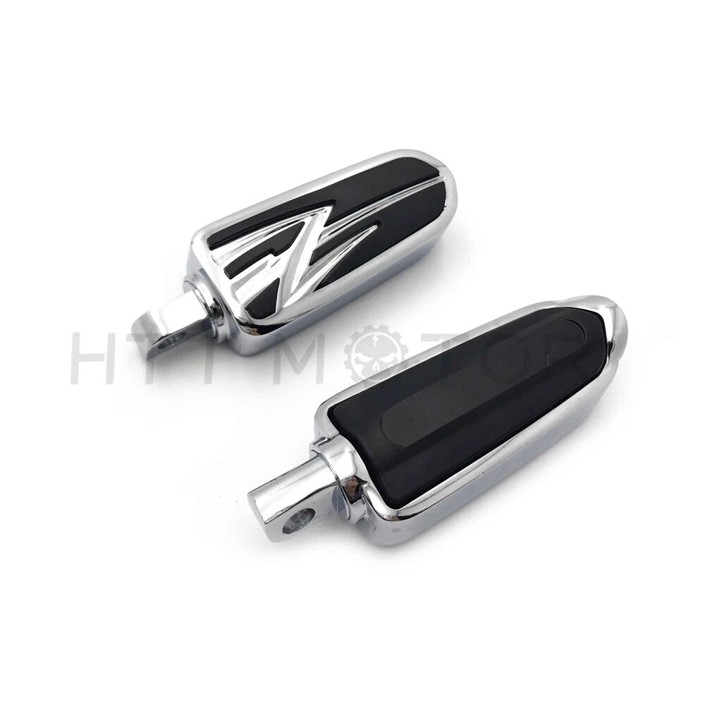 Chrome Lightning Flash Foot Pegs for Harley Touring Electra Glide Softail Dyna (1990–2023)