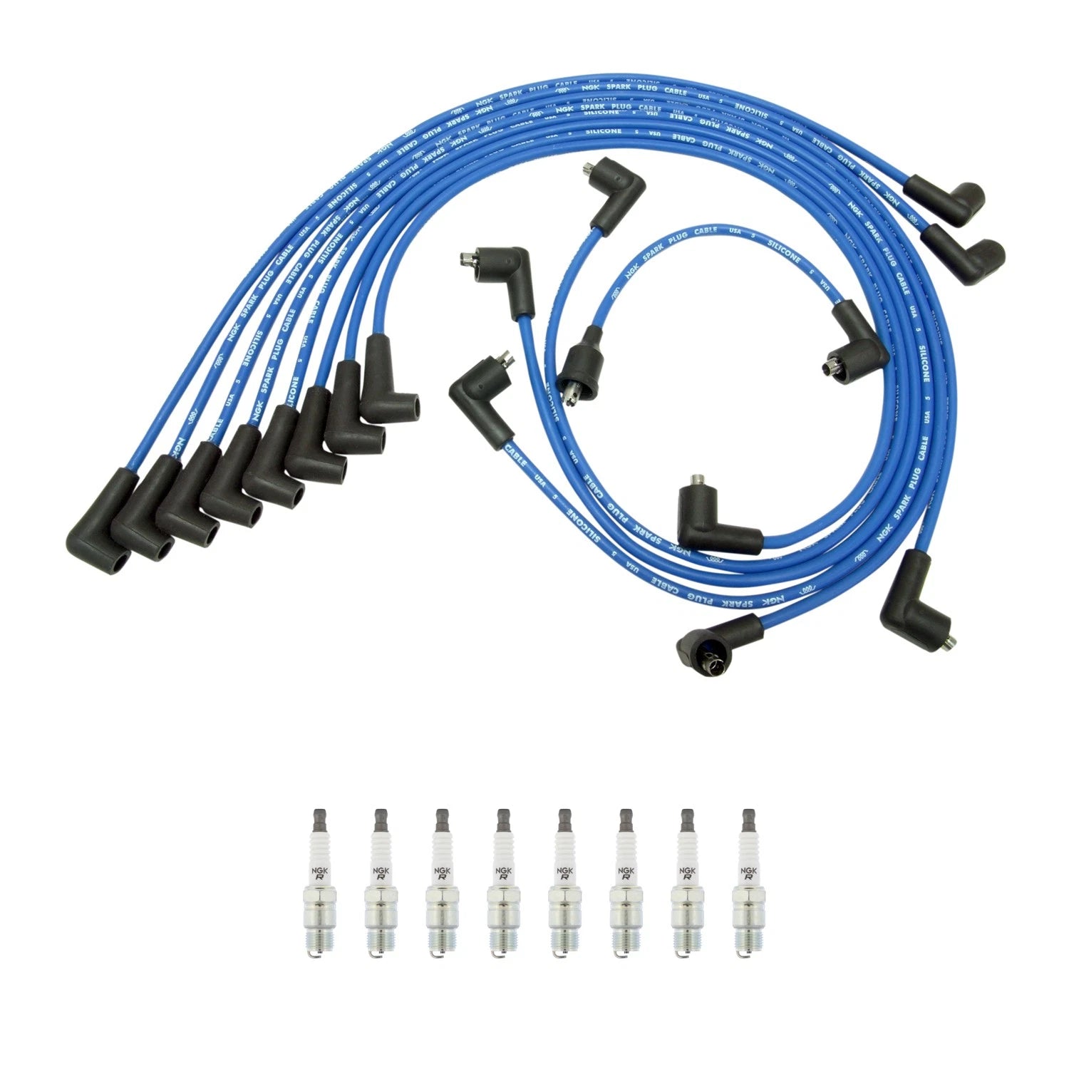 NGK Wire Set & 8 V-Power Spark Plugs for G10 G15/G1500 Van (1974)