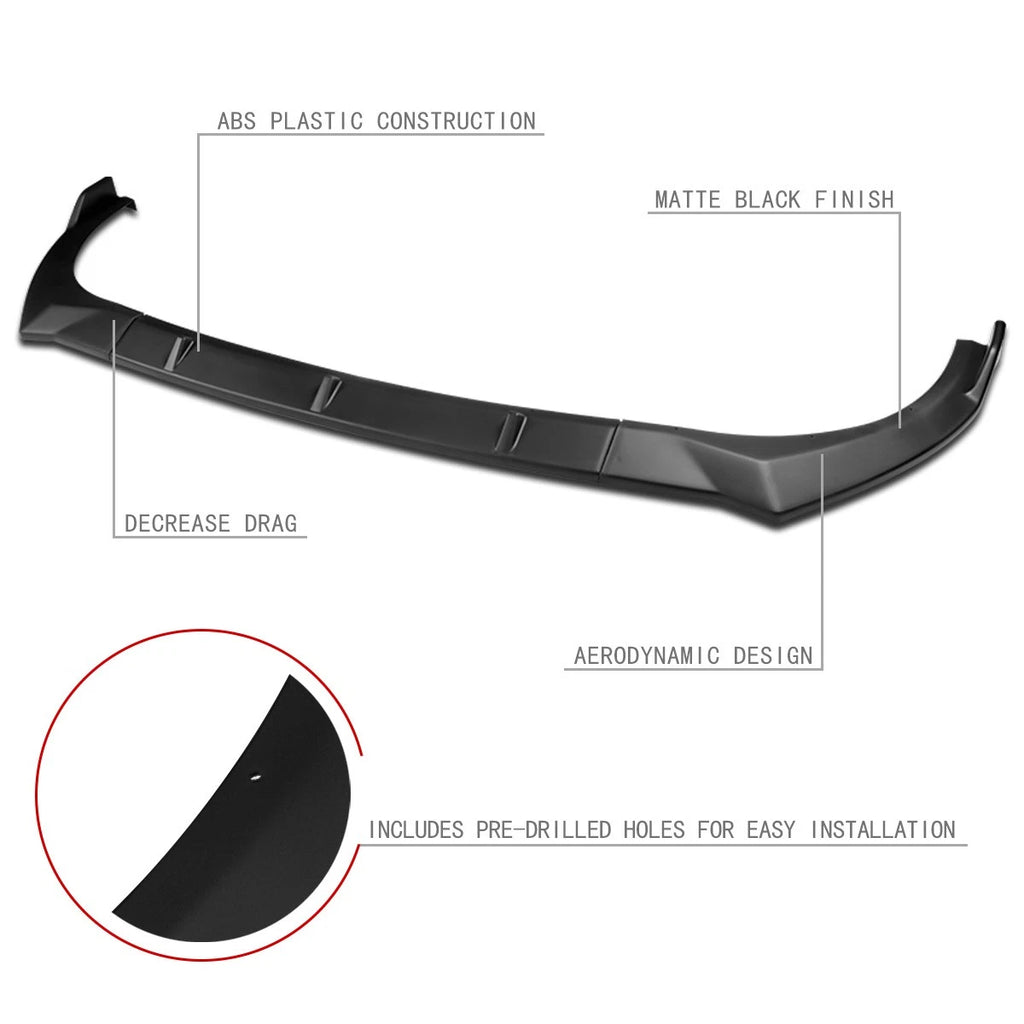 3Pc Front Bumper Lip Splitter Diffuser for Elantra (2021–2022) Matte Black