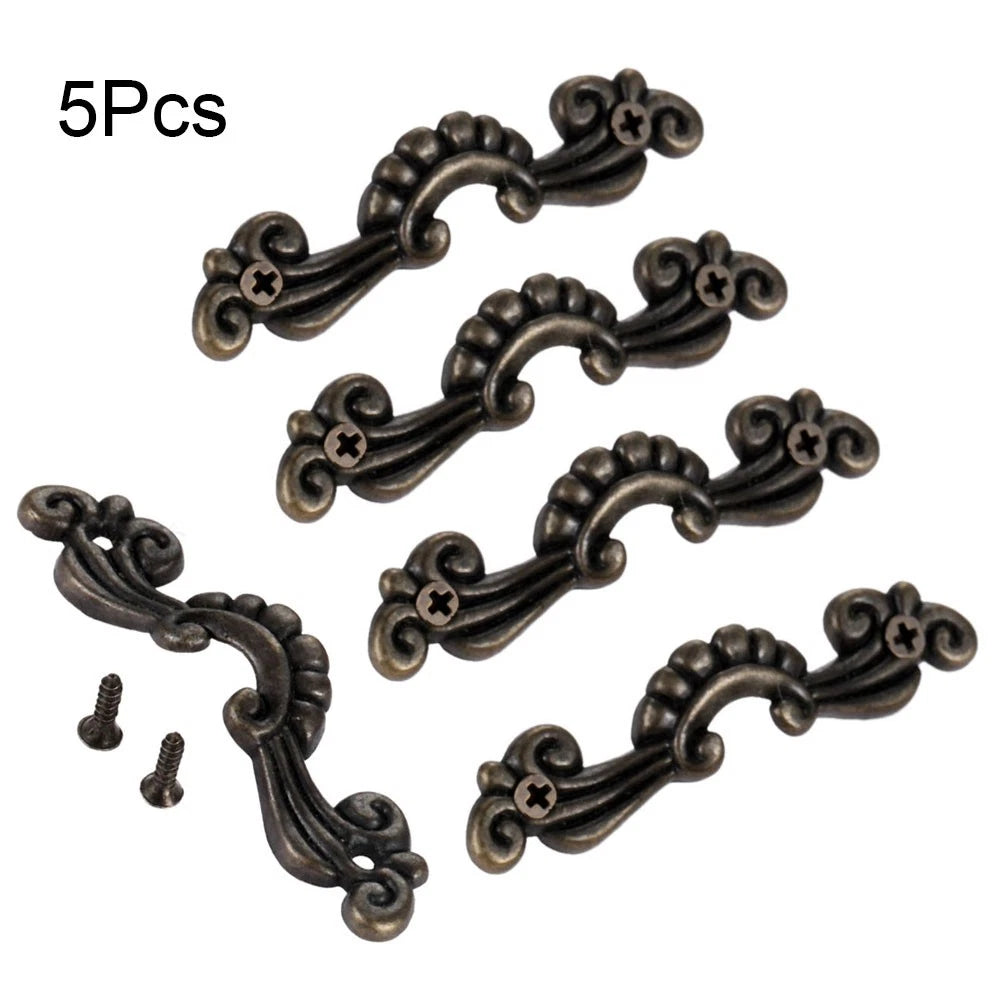 5X Vintage Flower Door Pull Handle Knob for Jewelry Box Cabinet Drawer