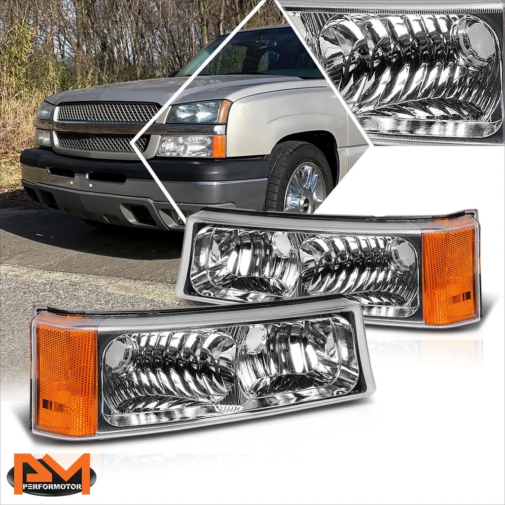 Bumper Lights for Chevrolet Silverado/Avalanche (2003–2007) - Chrome Housing, Amber Signal