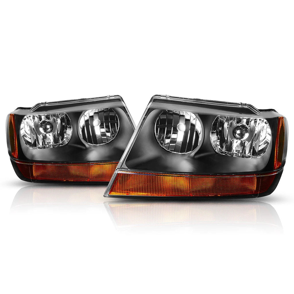 Headlight Black Housing Amber Side Corner Lamp for Jeep Grand Cherokee WJ (1999–2004)