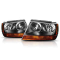 Headlight Black Housing Amber Side Corner Lamp for Jeep Grand Cherokee WJ (1999–2004)