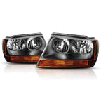 Headlight Black Housing Amber Side Corner Lamp for Jeep Grand Cherokee WJ (1999–2004)