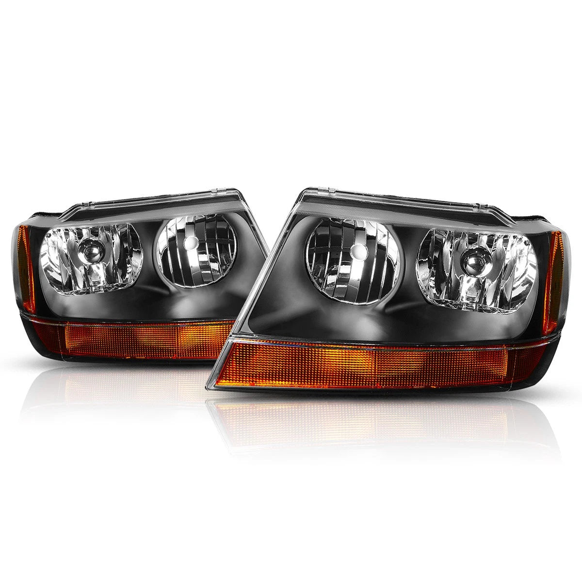 Headlight Black Housing Amber Side Corner Lamp for Jeep Grand Cherokee WJ (1999–2004)
