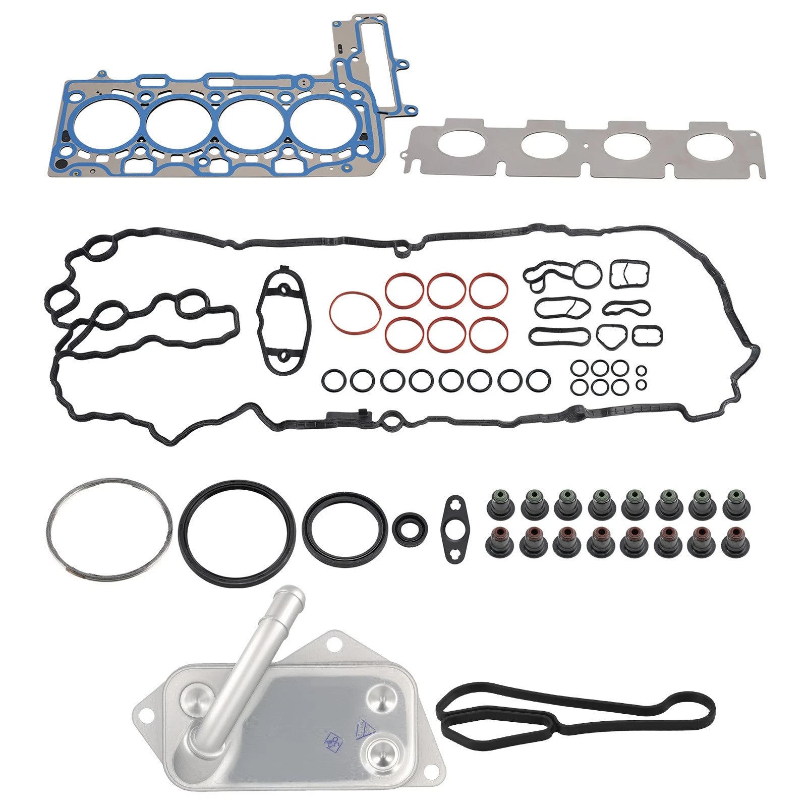 Valve Cover Intake Exhaust Gaskets + Oil Cooler for BMW B46 B48 (2016–2023)