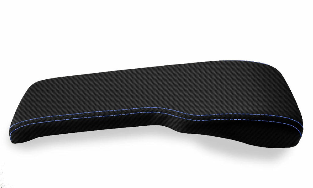 Console Lid Bench Seat Cover for Toyota Tacoma (2001–2004) Carbon Fiber Blue Stitch