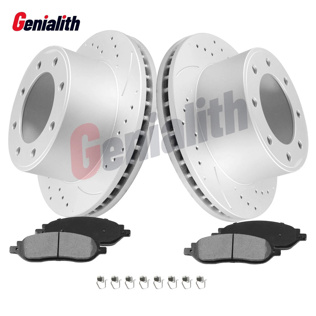 Rear Drilled Slotted Brake Rotors & Ceramic Pads for Ford F-250 F-350 (2000–2023)