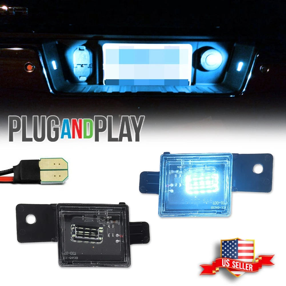 Ice Blue LED License Plate Lights for Chevy Silverado GMC Sierra (2014–2021)