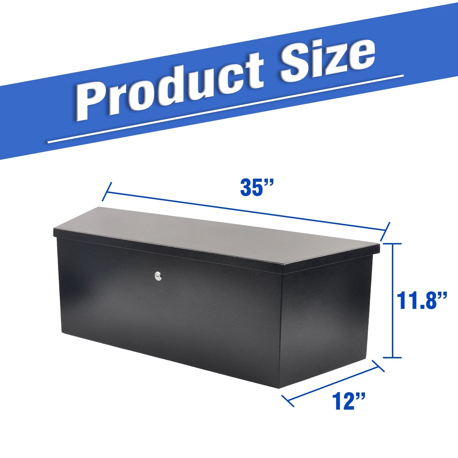 Tool Box for Pickup Truck (35"x12"x11.8") - Black Steel with Lock & Key