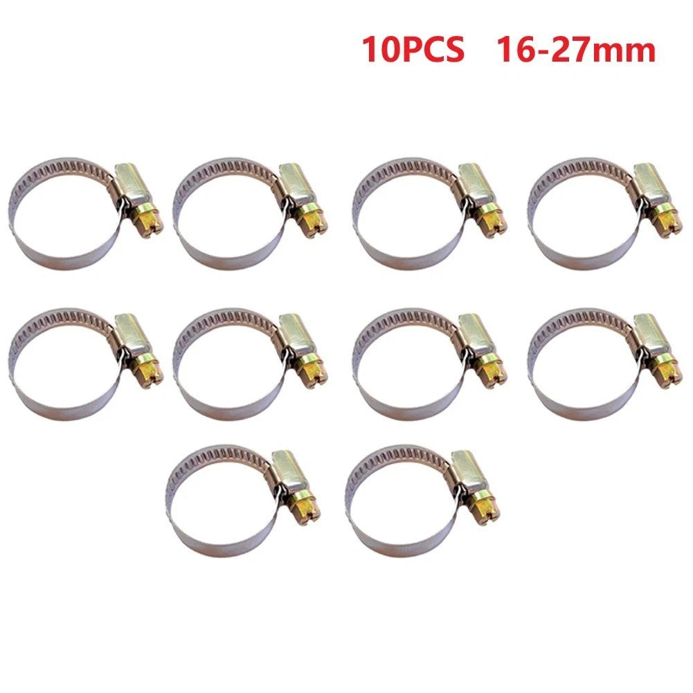 10X Fuel Hose Pipe Clamps for Universal Applications (16-27mm)