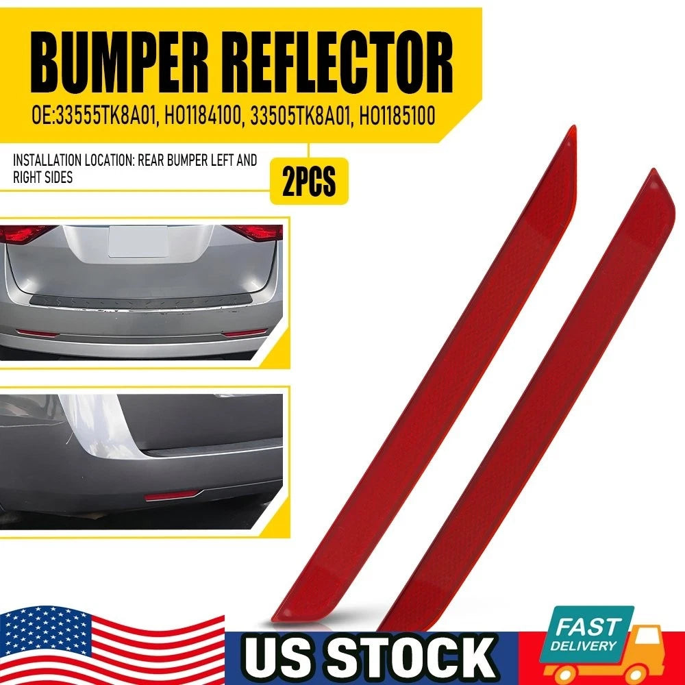 Set of 2 Rear Bumper Reflector Lights for Honda Odyssey (2011–2017)