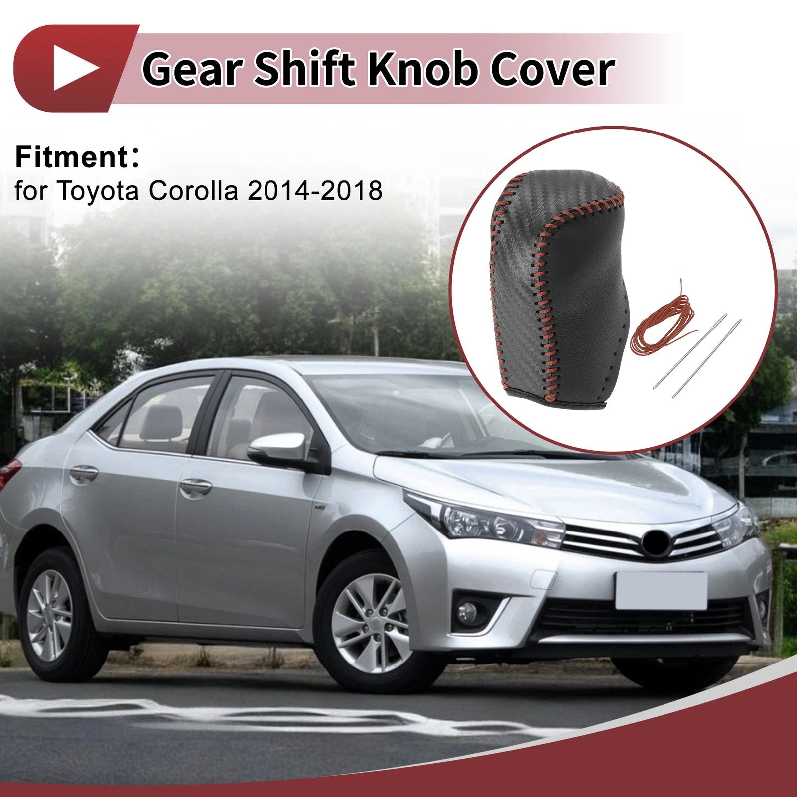 Gear Shift Knob Cover for Toyota Corolla (2014–2018) Brown Faux Leather
