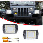 2X Clear White DRL Turn Signals with Amber LED for Jeep Wrangler YJ (1987–1995)