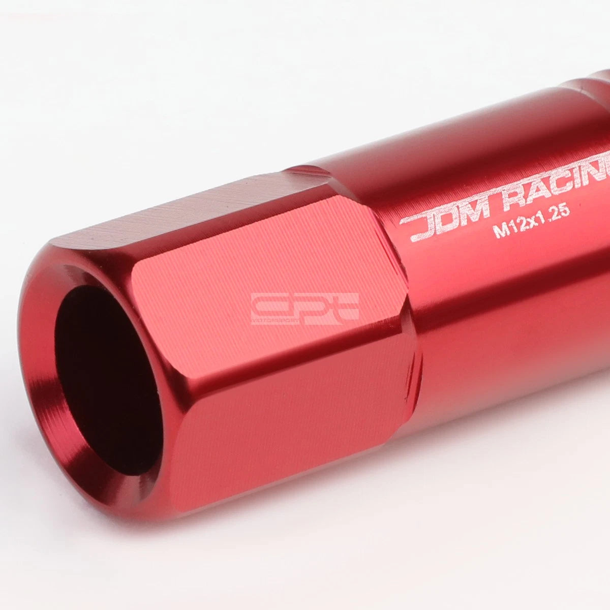 20x Open End M12x1.25 60mm Tall Red Aluminum Lug Nuts + Adapter