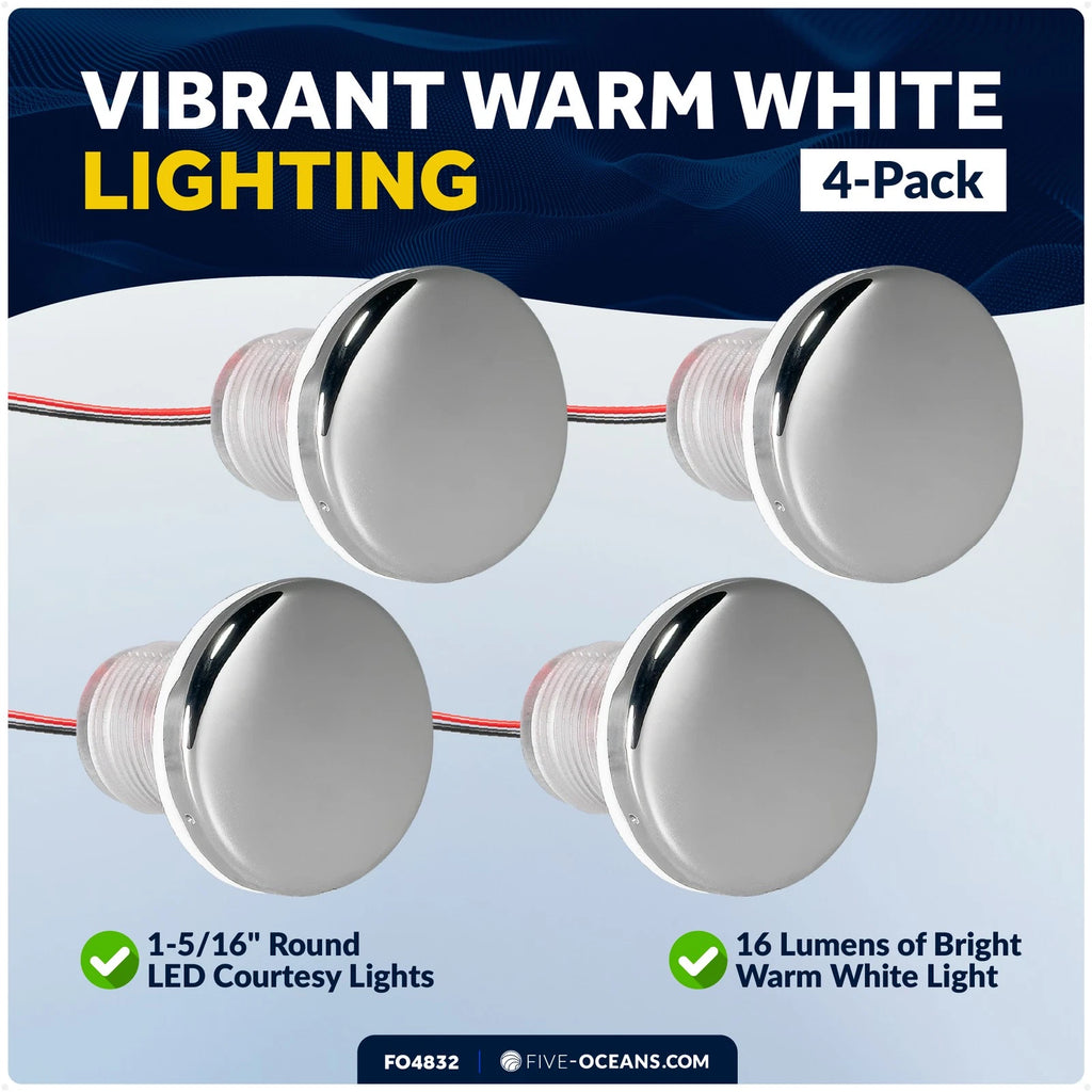 Set of 4 LED Courtesy Lights for Five Oceans (1-5/16", IP67, 12V)