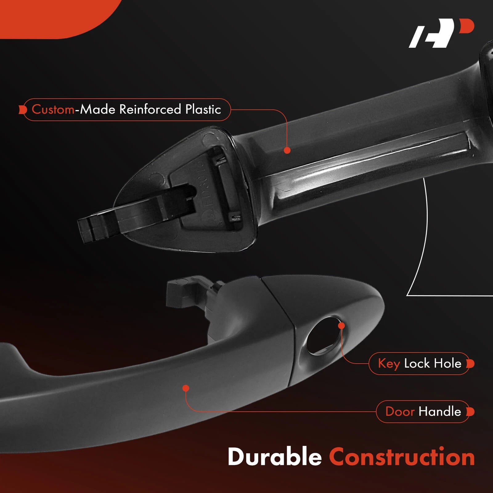 Front Black Exterior Door Handle with Key Hole for Ford Fiesta (2011–2019)