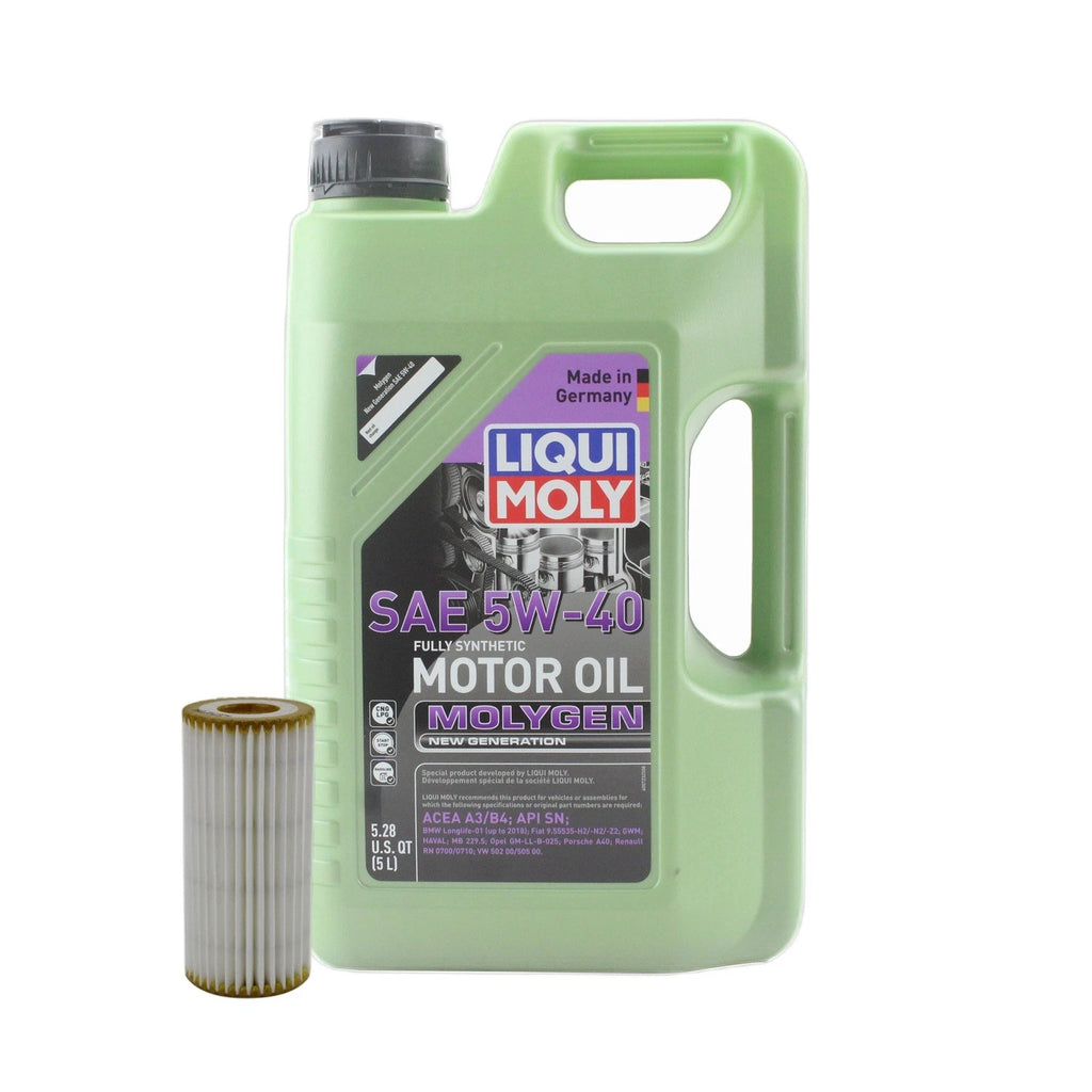 5L Liqui Moly Molygen 5W-40 Oil Change Kit for Audi L4 1.8/2.0L (2010–2023)