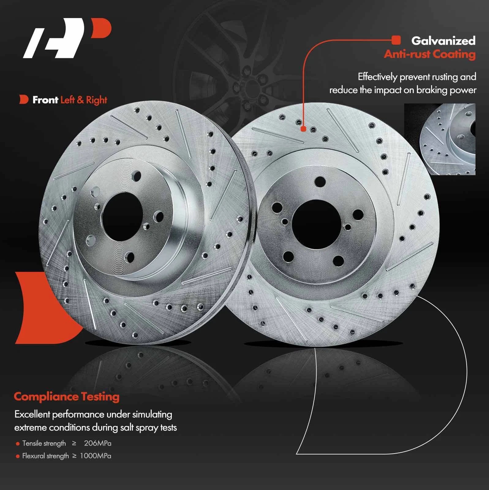 Front Drilled Brake Rotors & Ceramic Pads for Subaru Outback (2002-2005)