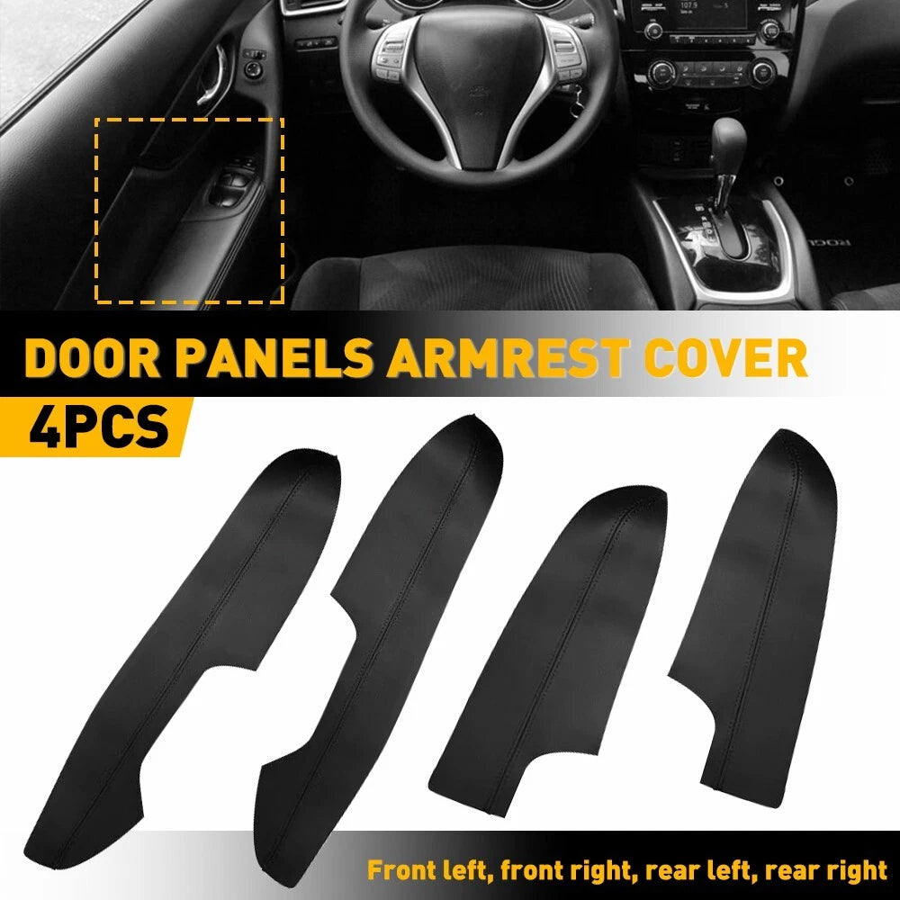 Interior Door Panels for Nissan Rogue (2014–2020) Black Leather Armrest