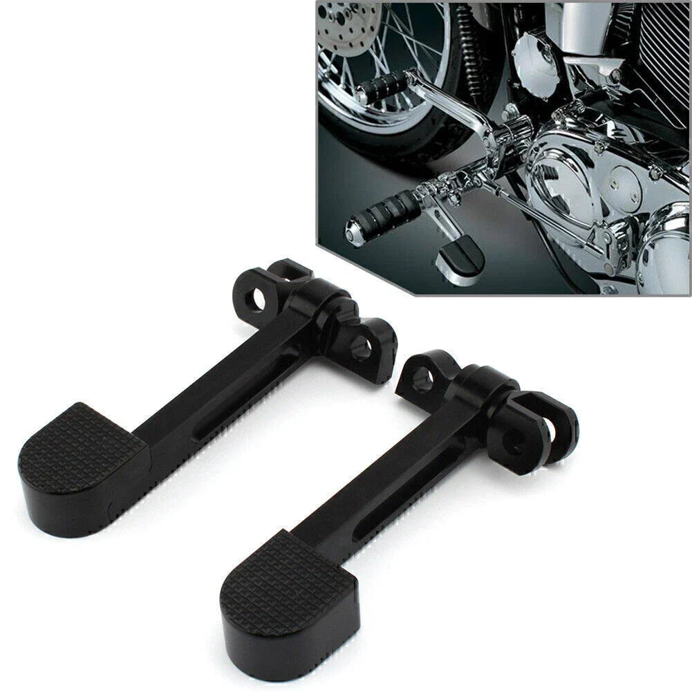 Black Stirrup Heel Foot Rest Pegs for Harley Sportster XL 883 1200 Softail FXWG