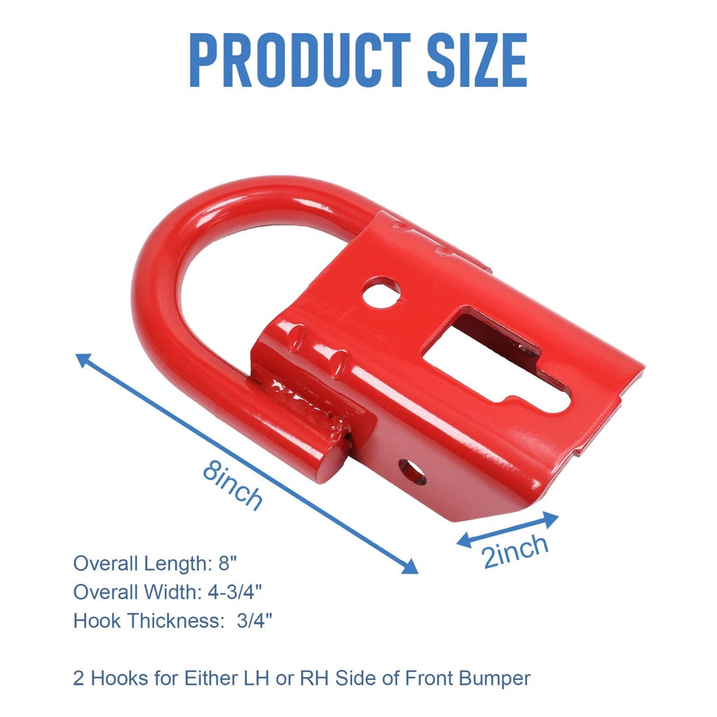 2X Front Towing Hooks for Ford F-150 (2015-2019) Red