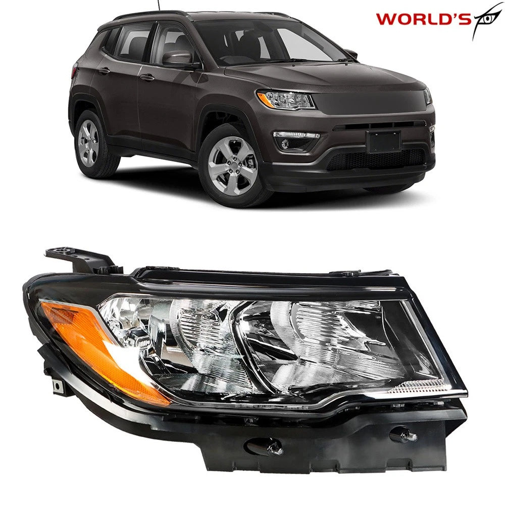 Halogen Headlight Assembly for Jeep Compass (2017–2020) Black Right Side