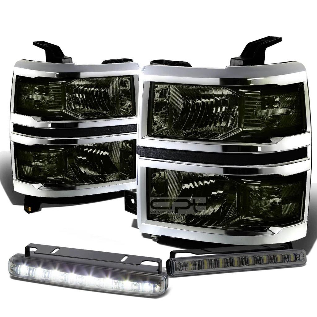 Smoked Headlight + Clear Corner Signal Lamp + LED Fog Light Set for Silverado (2014–2015)